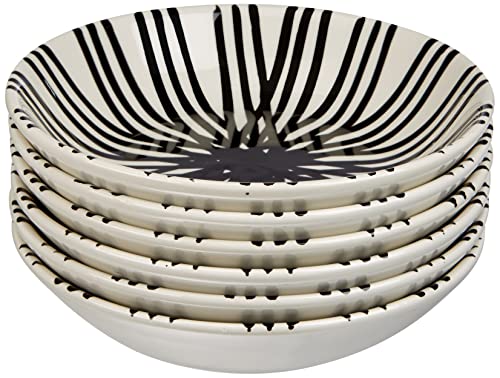 Zafferano Dalmata - Porzellan-Tiefteller, Durchmesser 222 mm, Farbe Schwarz-Weiß, Radmuster, spülmaschinenfest - Set 6-teilig von Zafferano