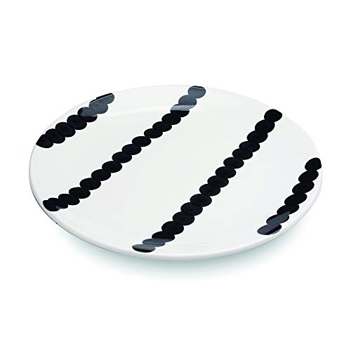 Zafferano Dalmata - Porzellanteller, Durchmesser 270 mm, Farbe Schwarz-Weiß, Punktmuster, spülmaschinenfest - Set 6-teilig von Zafferano