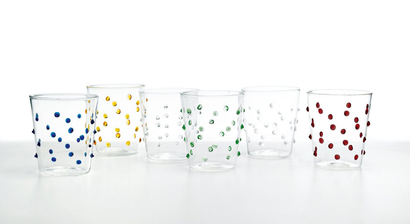 Zafferano Gläser-Set Party- Handgemachtes Gläser Set 6 Stück - Farblich Sortiert, 6-teiliges Set von Zafferano