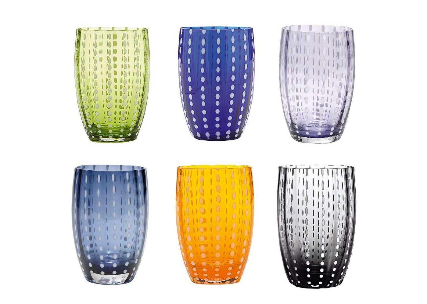 Zafferano Gläser-Set Perle Handgemachtes Gläser Set 6 Stück - Farblich Sortiert, 6-teiliges Set von Zafferano