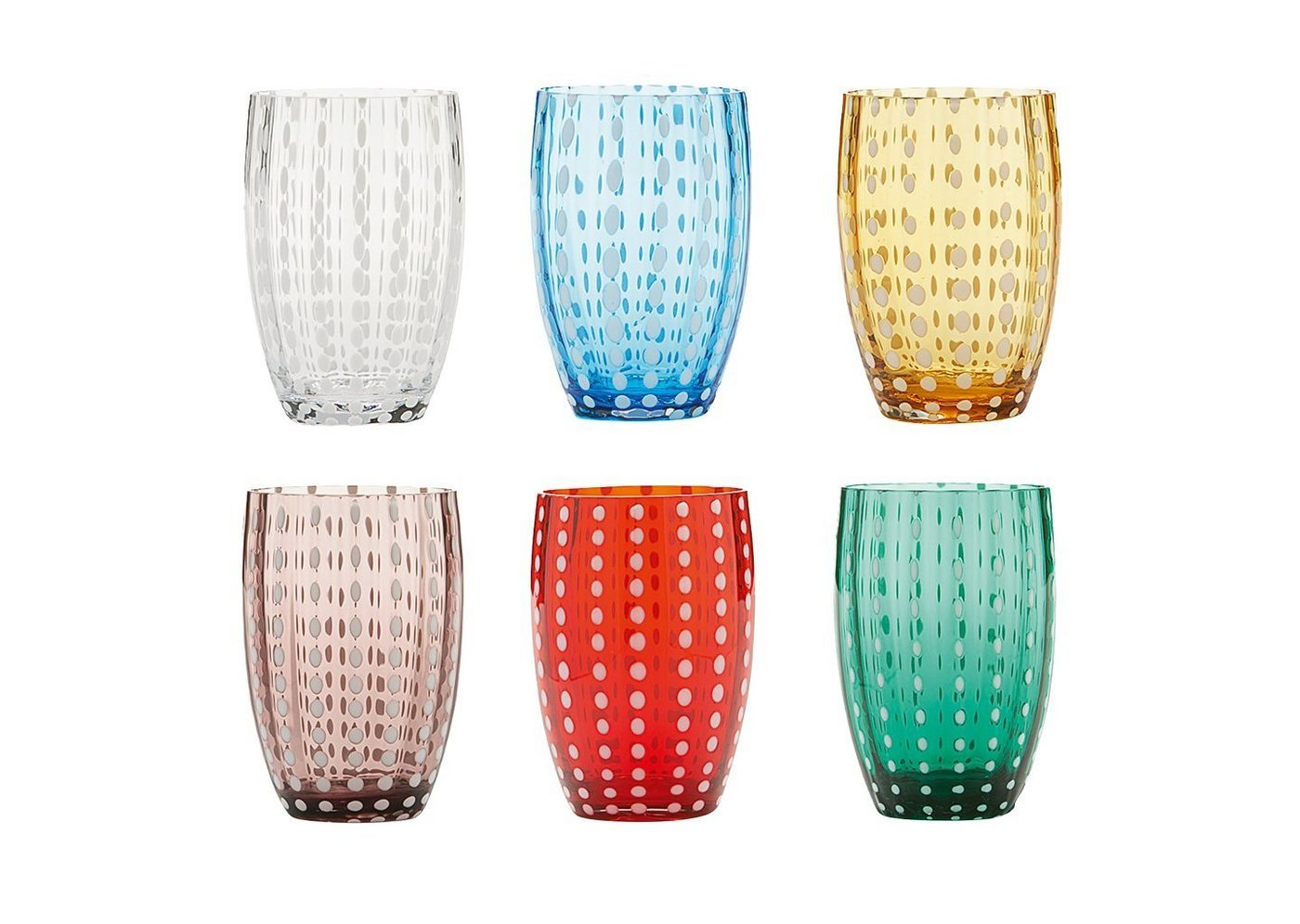 Zafferano Gläser-Set Perle Handgemachtes Gläser Set 6 Stück - Farblich Sortiert, 6-teiliges Set von Zafferano