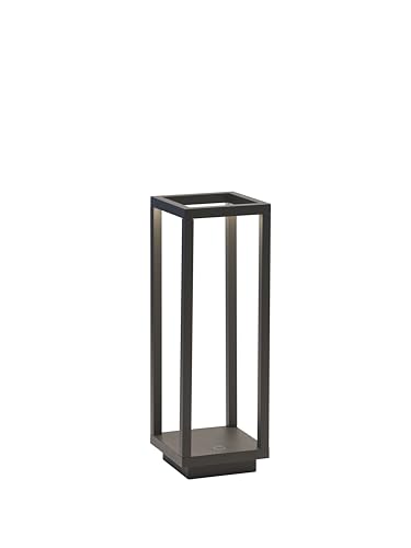 Zafferano, Home Pro Lampe, Wiederaufladbare und Kabellose Tischlampe mit Touch Control, Geeignet für den Innen- und Außenbereich, Dimmer, 3000 K, Höhe 29,4 cm, Farbe Dunkelgrau von Zafferano