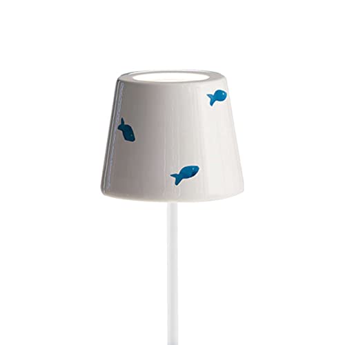 Zafferano Keramikabdeckung für Poldina Lampe MADE IN ITALY – Handdekorierte Lampenschirmabdeckung (Blauer Fisch) von Zafferano