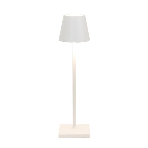 Zafferano, Poldina Micro Lampe, Kabellose, Wiederaufladbare Tischlampe mit Touch Control, Geeignet für Wohnzimmer und Außenbereich, Dimmer, 2200-3000 K, Höhe 27,5 cm, Farbe Weiß von Zafferano