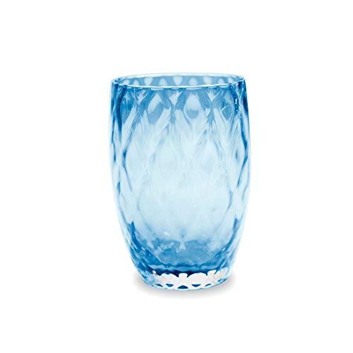 Zafferano Losanghe Tumbler, Wasserglas Trinkglas grau, handgefertigt mit Rautenmuster mundgeblasen (Aquamarin) von Zafferano