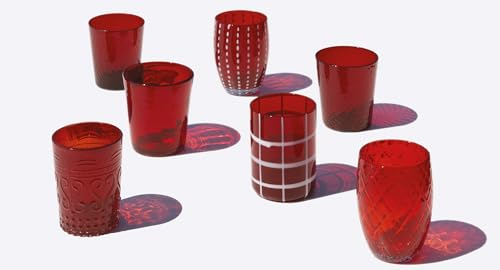 Zafferano Melting Pot Set mit 6 gemischten Gläsern, Rot MP00111 von Zafferano