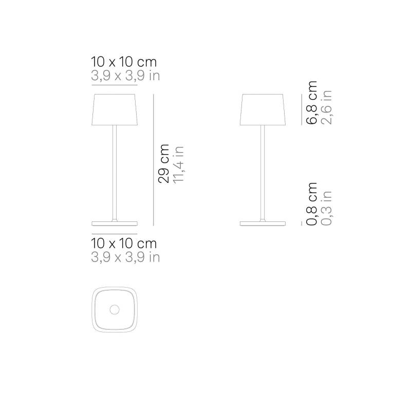 Zafferano Ofelia 3K Akku-Tischlampe IP65 grau von Zafferano