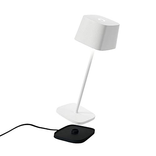 Zafferano, Ofelia Lampe, Kabellose, Wiederaufladbare Tischlampe mit Touch Control, Auch für den Außenbereich Geeignet, Dimmer, 2700-3000 K, Höhe 29 cm, Farbe weiß von Zafferano