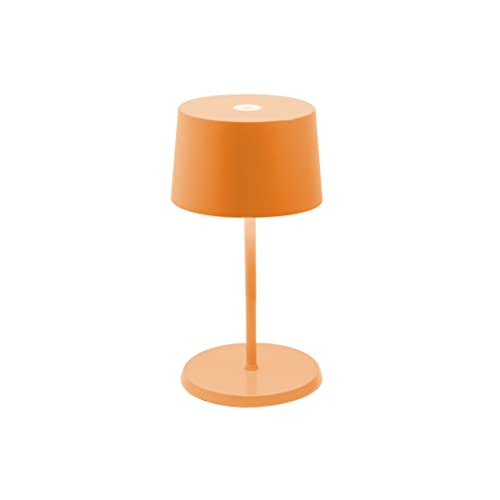 Zafferano, Olivia Mini Lampe, Tragbare und Wiederaufladbare Tischlampe mit Touch Control, Geeignet für Wohnzimmer und Außenbereich, Dimmer, 2700-3000 K, Höhe 22 cm, Farbe Orange von Zafferano