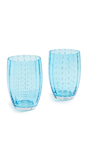 Zafferano Perle Glasbecher - Handgemachtes transparentes Buntglas, cl 32 h 109mm d 71mm - Set 6 Stück - Aquamarin von Zafferano