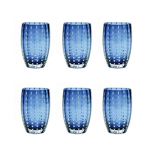 Zafferano Perle Glasbecher - Handgemachtes transparentes Buntglas, cl 32 h 109mm d 71mm - Set 6 Stück - Graublau von Zafferano