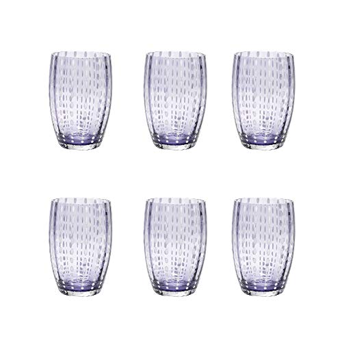 Zafferano Perle Glasbecher-Handgemachtes transparentes Buntglas, cl 32 h 109mm d 71mm-Set 6 Stück-Lavendel, Glas, 6 von Zafferano