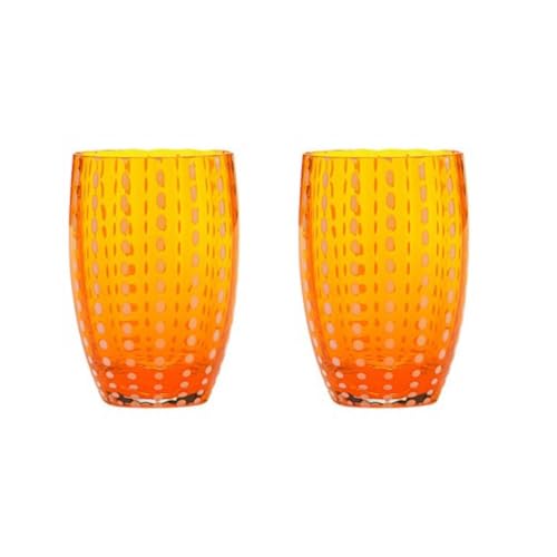 Zafferano Perlen Glas Orange, Fassungsvermögen 32 cl, Durchmesser 71 mm, 2 Stück von Zafferano