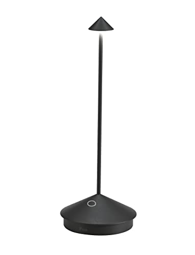 Zafferano, Pina Pro Lampe, Wiederaufladbare und Kabellose Tischlampe mit Touch Control, Geeignet für den Innen- und Außenbereich, Dimmer, 2700 K, Höhe 29 cm, Farbe Schwarz von Zafferano