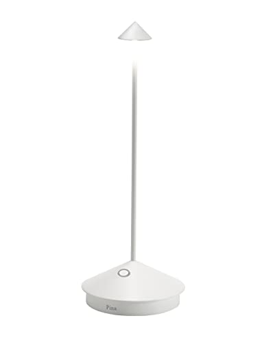 Zafferano, Pina Pro Lampe, Wiederaufladbare und Kabellose Tischlampe mit Touch Control, Geeignet für den Innen- und Außenbereich, Dimmer, 2700 K, Höhe 29 cm, Farbe Weiß von Zafferano