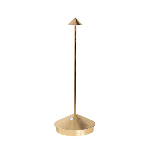 Zafferano, Pina Pro Lampe mit Goldfarbenes Blatt, Wiederaufladbar und Kabellos mit Touch Control, Geeignet für den Innenbereich, Dimmer, 2700 K, Höhe 29 cm von Zafferano