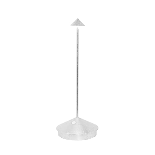 Zafferano, Pina Pro Lampe mit Silberfarbenes Blatt, Wiederaufladbar und Kabellos mit Touch Control, Geeignet für den Innenbereich, Dimmer, 2700 K, Höhe 29 cm von Zafferano