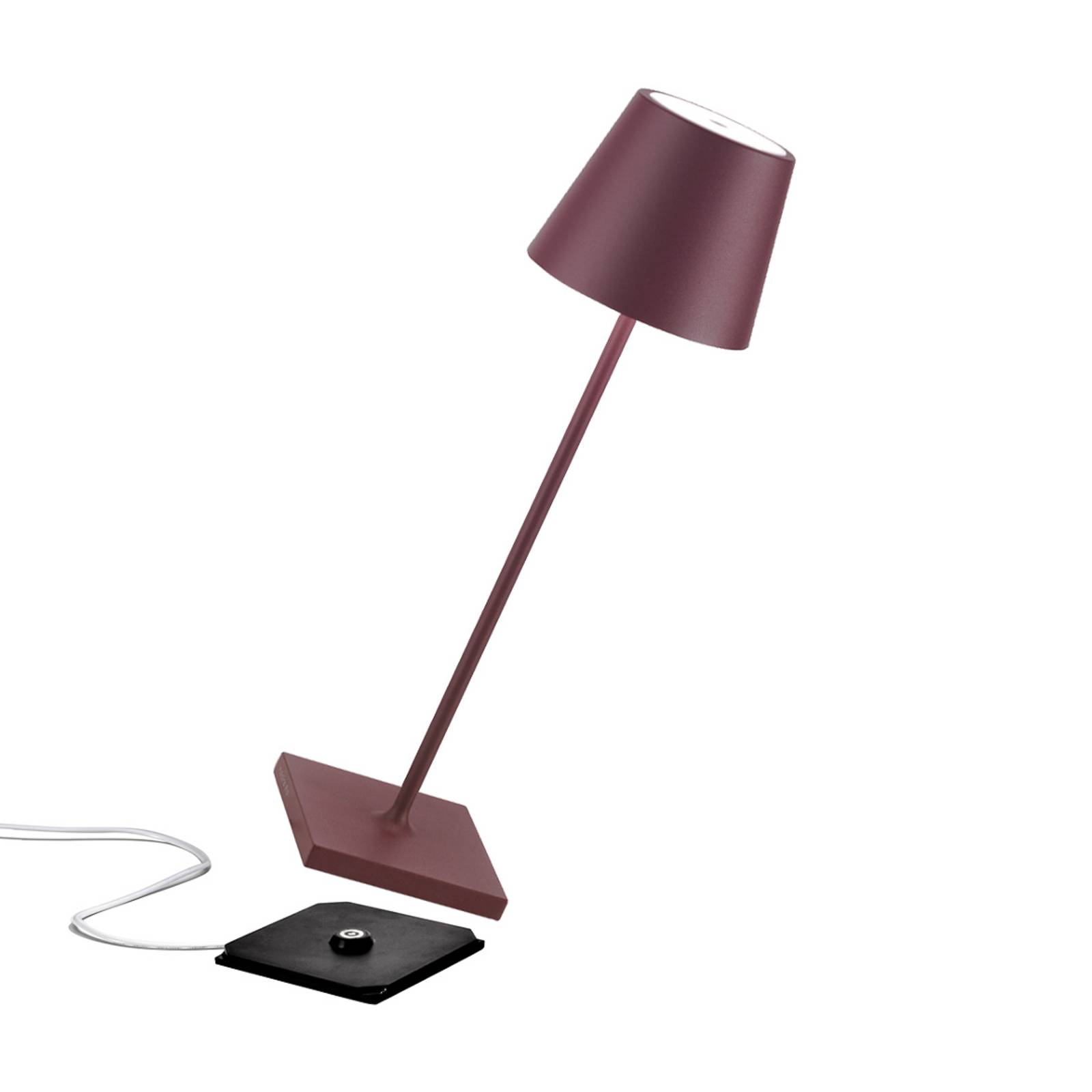 Zafferano Poldina Akku-Tischlampe IP65 bordeaux von Zafferano