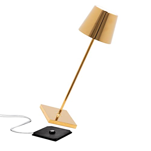 Zafferano Poldina Pro,kabellose LED-Lampe wiederaufladbarem Akku,Touch-Dimmer,Verwendung Innenbereich,mehreren USB-Ladegeräten Goldglänzendem galvanischem,LD0340O3X1,H 38cm/Sockeldurchmesser 11cm Zafferano Poldina Pro,kabellose LED-Lampe wiederaufladbarem Akku,Touch-Dimmer,Verwendung Innenbereich,mehreren USB-Ladegeräten Goldglänzendem galvanischem,LD0340O3X1,H 38cm/Sockeldurchmesser 11cm von Zafferano