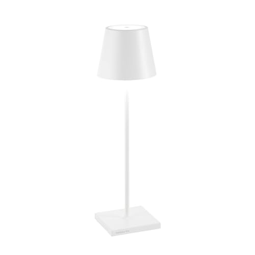 Zafferano, Poldina Pro Lampe, Kabellose, Wiederaufladbare Tischlampe mit Touch Control, Auch für den Außenbereich Geeignet, Dimmer, 2200-3000 K, Höhe 38 cm, Farbe Weiß von Zafferano