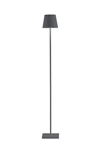 Zafferano, Poldina Lampe L, Kabellose, Wiederaufladbare Stehlampe mit Touch Control, Geeignet für Wohnzimmer und Außenbereich, Dimmer, 2200-3000 K, Höhenverstellbar 52-122 cm, Farbe Dunkelgrau von Zafferano