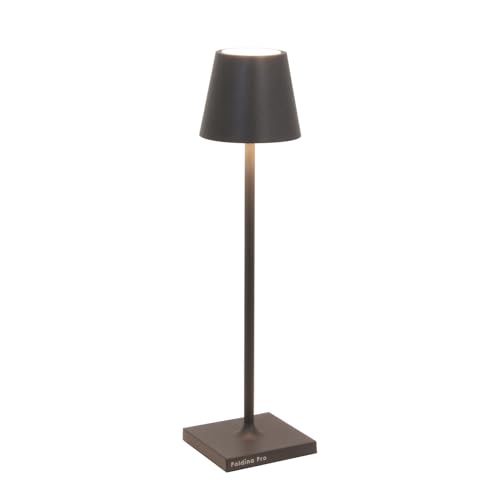 Zafferano, Poldina Micro Lampe, Kabellose, Wiederaufladbare Tischlampe mit Touch Control, Geeignet für Wohnzimmer und Außenbereich, Dimmer, 2200-3000 K, Höhe 27,5 cm, Farbe Dunkelgrau von Zafferano