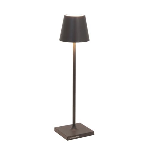 Zafferano, Poldina Micro Lampe, Kabellose, Wiederaufladbare Tischlampe mit Touch Control, Geeignet für Wohnzimmer und Außenbereich, Dimmer, 2200-3000 K, Höhe 27,5 cm, Farbe Dunkelgrau von Zafferano