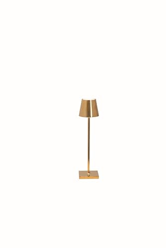 Zafferano, Poldina Micro Lampe mit Glänzendem Gold-Finish, Kabellose, Wiederaufladbare Tischlampe mit Touch Control, Geeignet für den Innenbereich, Dimmer, 2200-3000 K, Höhe 27,5 cm von Zafferano