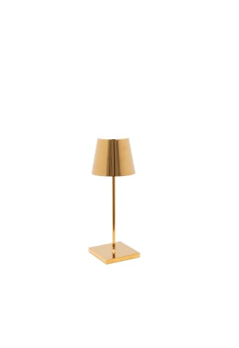 Zafferano Poldina Pro Mini Kabellose LED-Lampe, Akku,Touch-Dimmer,Verwendung im Innenbereich,Höhe 30cm,mehreren USB-Ladegeräten Goldglänzender galvanischer,LD0320O3X1,H 30 cm/Fußdurchmesser 11 cm von Zafferano