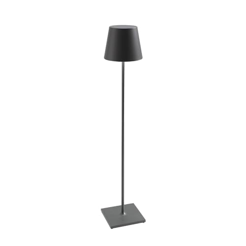 Zafferano, Poldina XXL Lampe, Kabellose, Wiederaufladbare Stehlampe mit Touch Control, Geeignet für Wohnzimmer und Außenbereich, Dimmer, 2700-3000 K, Verstellbare Höhe 69-150 cm, Farbe Dunkelgrau von Zafferano