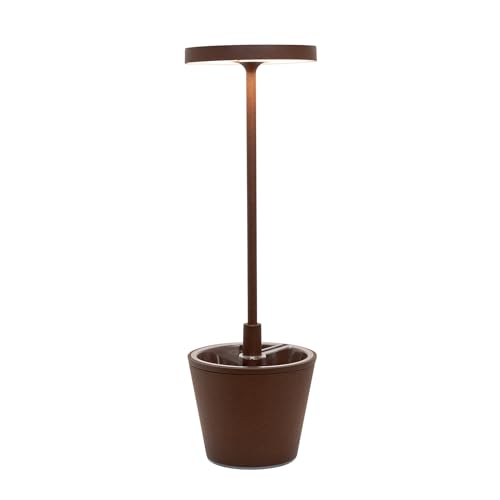 Zafferano, Poldina Reverso Lampe, Wiederaufladbare und Kabellose Tischlampe mit Touch Control, Geeignet für den Innen- und Außenbereich, Dimmer, 2200-3000 K, Höhe 35 cm, Farbe Corten von Zafferano