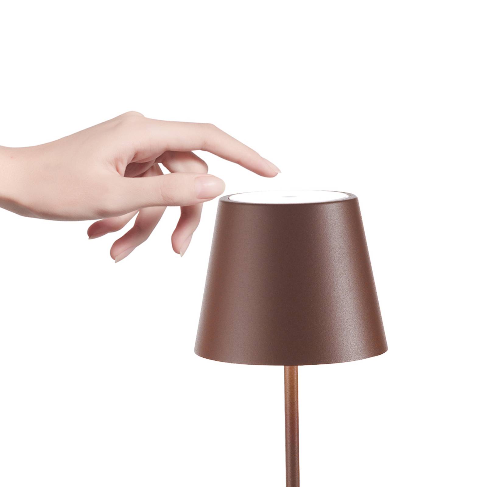 Zafferano Poldina mini Akku-Tischlampe IP65 corten von Zafferano