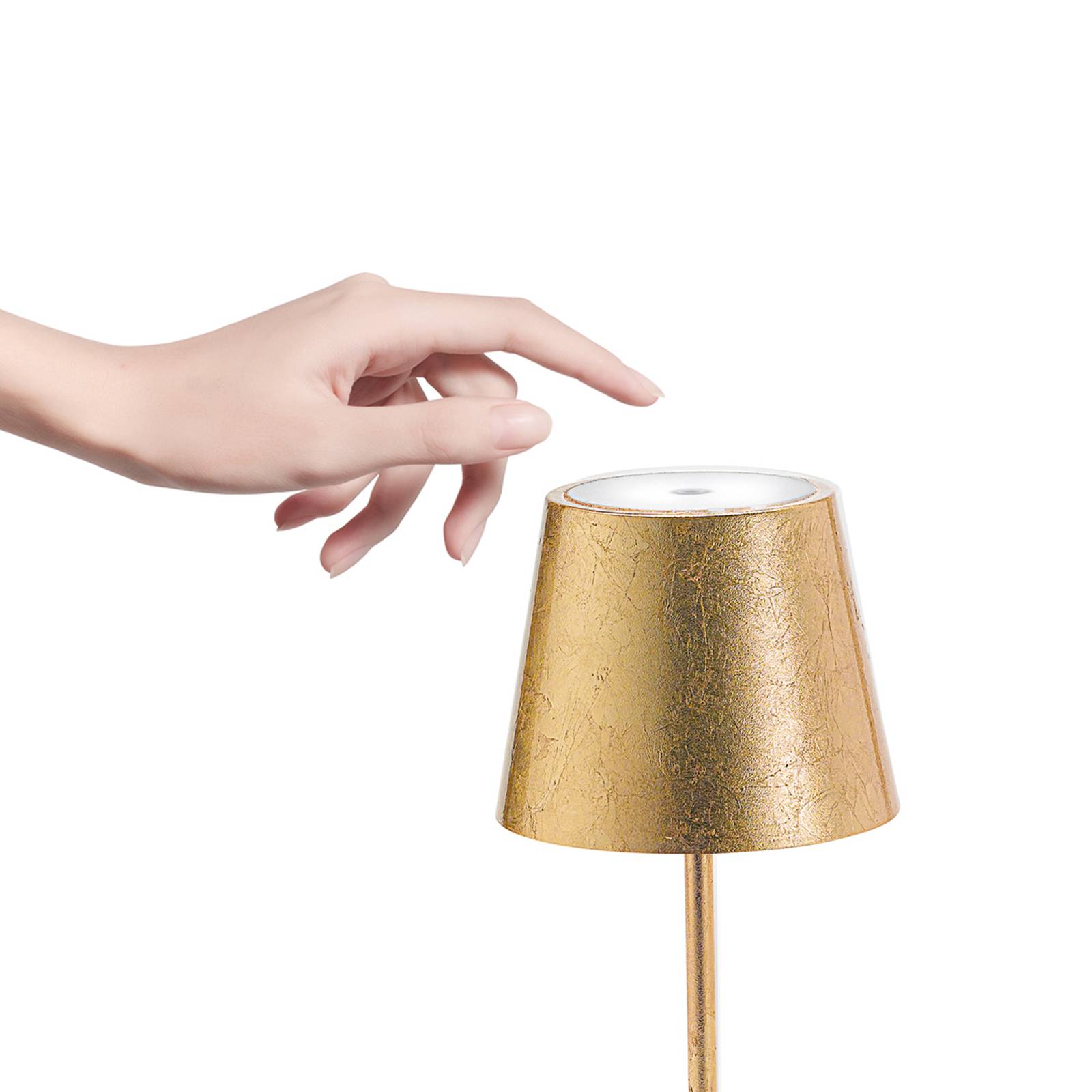 Zafferano Poldina mini Akku-Tischlampe innen gold von Zafferano