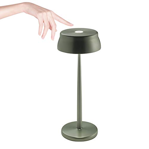 Zafferano, Sister Light Lampe, Wiederaufladbare und Kabellose Tischlampe mit Touch Control, Geeignet für den Innen- und Außenbereich, Dimmer, 2700-4000 K, Höhe 32,8 cm, Farbe Grün Eloxiert von Zafferano