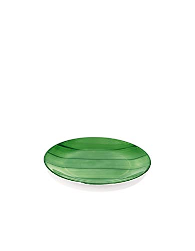 Zafferano Striche - Dessertteller aus Porzellan, Durchmesser 210 mm, Farbe Grün, spülmaschinenfest bis 60° - Set 6-teilig von Zafferano