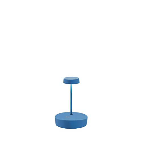 Zafferano, Swap Mini Lampe, Wiederaufladbare und Kabellose Tischlampe mit Touch Control, Geeignet für den Innen- und Außenbereich, Dimmer, 2700 K, Höhe 14,8 cm, Farbe Capri-Blau von Zafferano