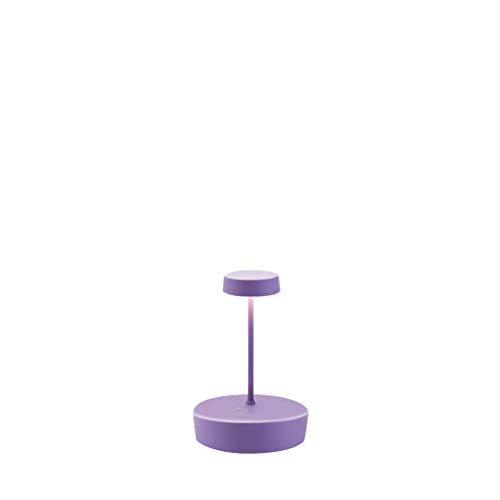 Zafferano, Swap Mini Lampe, Wiederaufladbare und Kabellose Tischlampe mit Touch Control, Geeignet für den Innen- und Außenbereich, Dimmer, 2700 K, Höhe 14,8 cm, Farbe Lilac von Zafferano
