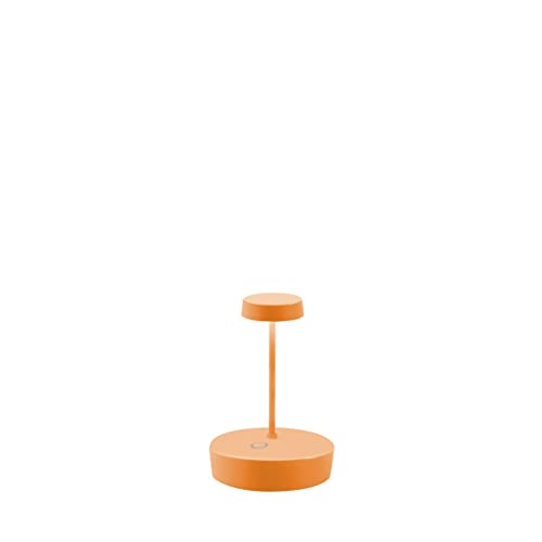 Zafferano, Swap Mini Lampe, Wiederaufladbare und Kabellose Tischlampe mit Touch Control, Geeignet für den Innen- und Außenbereich, Dimmer, 2700 K, Höhe 14,8 cm, Farbe Orange von Zafferano