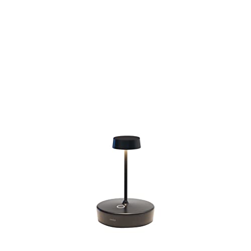 Zafferano, Swap Mini Lampe, Wiederaufladbare und Kabellose Tischlampe mit Touch Control, Geeignet für den Innen- und Außenbereich, Dimmer, 2700 K, Höhe 14,8 cm, Farbe Schwarz von Zafferano