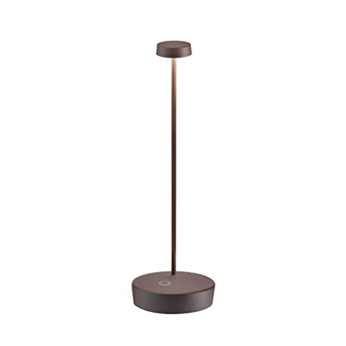 Zafferano, Swap Pro Lampe, Wiederaufladbare und Kabellose Tischlampe mit Touch Control, Geeignet für den Innen- und Außenbereich, Dimmer, 2700 K, Höhe 32,5 cm, Farbe Corten von Zafferano