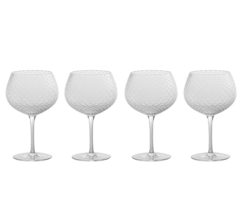 Zafferano Veneziano Mixology Glas für Cocktails Longdrinks Spirituosen | 4 Stück | Facetten Muster | mundgeblasen | Handarbeit (Balloon (VN01600)) von Zafferano