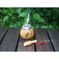 Argentinier Fußball - Yerba Mate Graviertes Logo River Futbol Argentino , Herausnehmbarer Filter Stroh- Fluss Bonus Löffel von ZagannGifts