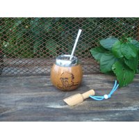 Argentinier Mate - Graviert Pope Francisco Gourd Your Text + Stroh Bonus Löffel Yerba Papa Argentinien von ZagannGifts