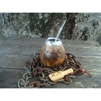 Mate Personalisiert, Argentinien - Gourd Cure + Stroh Silber Ihr Text Bonus Löffel Yerba Mate, Dad Gift, Custom von ZagannGifts
