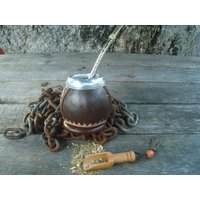 Personalisierte Mate + Stroh Ihren Text Bonus Löffel Yerba - Gourd Bombilla, Gefüttert in Eco Leder, Argentino Abnehmbaren Filter von ZagannGifts