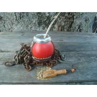 Personalisierte Mate + Stroh Ihren Text Bonus Löffel Yerba - Gourd Bombilla, Gefüttert in Eco Leder, Argentino Abnehmbaren Filter von ZagannGifts