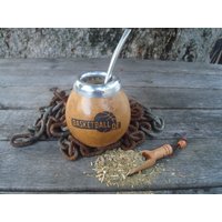 Personalisierte Mate - Gravur Logo + Stroh Bonus Löffel Yerba Fußball, Basketball Polo Reiten Custom von ZagannGifts