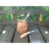 Personalisierter Mate - Calden Holz, Engrabed Gaucho Argentino + Ihr Text Stroh Logo Bonus A Spoon Yerba Mate, Argentinian von ZagannGifts