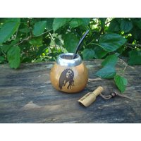 Personalisierter Mate - Gravur Bob Marley + Dein Text Bonus Löffel Yerba Marte Calabaza Argentino Gourd Natural Gravierter Laser von ZagannGifts