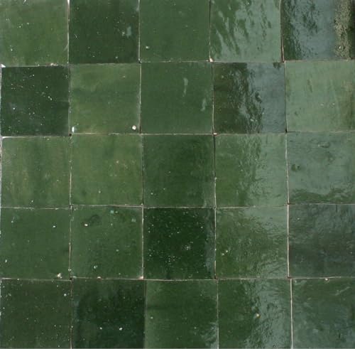 0,2m² marokkanische Zellige Fliesen - fugenlose Wandfliesen (moosgrün) von Zagora